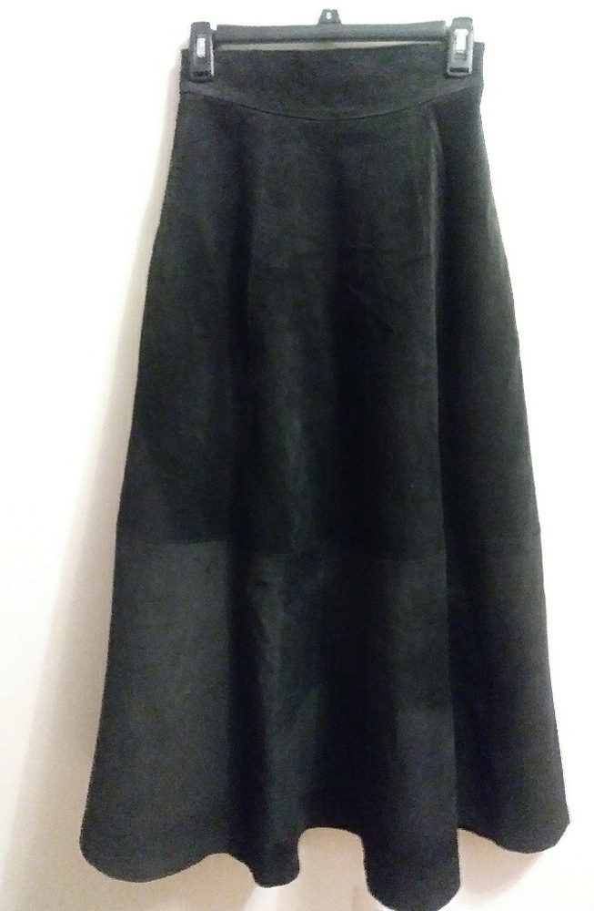 TROVARE´ Vintage Genuine Suede Leather Maxi Skirt